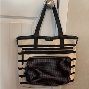 Fossil cream and black striped purse